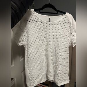 Just Female White Eyelet Short Sleeve Top